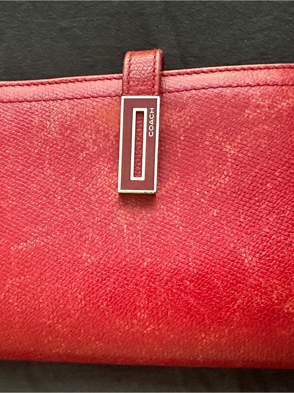 Coach Red Leather Wallet with Signature Rectangular Hardware